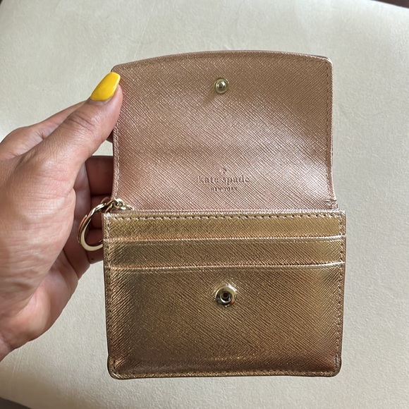 Metallic Rose Gold Kate Spade Keychain Wallet - Picture 2 of 5